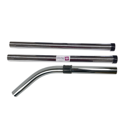 Set von 2 Tuben + 1 Metallverchromtem Stahl-Ellbogen für Taski-Staubsauger, Numatic... - Durchmesser: 32mm