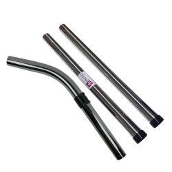 Set von 2 Tuben + 1 Ellbogen verchromtem Stahl für Taski-Staubsauger, Numm ... - Durchmesser: 32mm