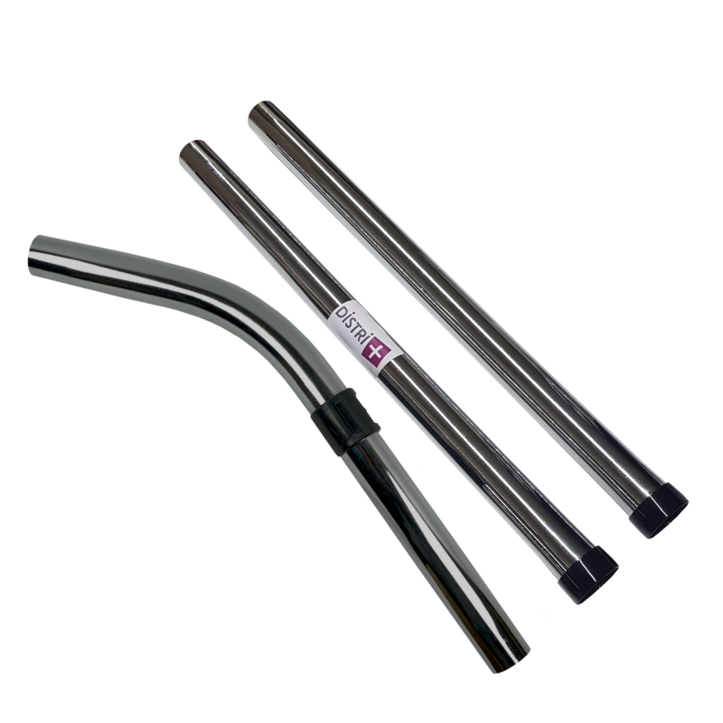 Set von 2 Tuben + 1 Ellbogen verchromtem Stahl für Taski-Staubsauger, Numm ... - Durchmesser: 32mm