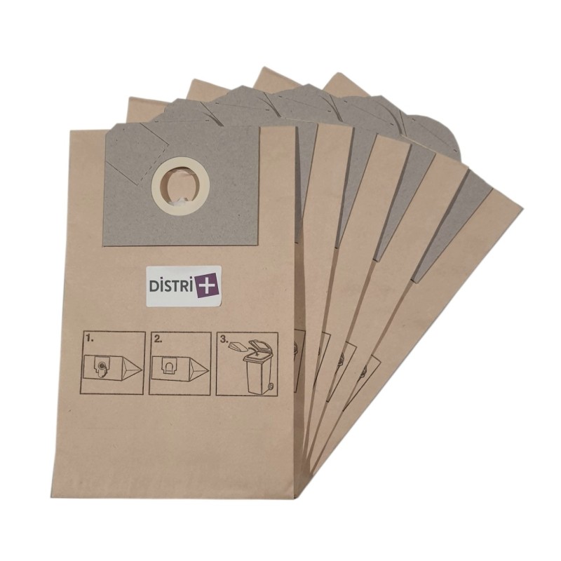 Bolso de vacío Rowenta RB01 en RB33, RS05 a 09 - Chromex CH248, Gasby -Calor- de longhi ... - 5 bolsas de papel
