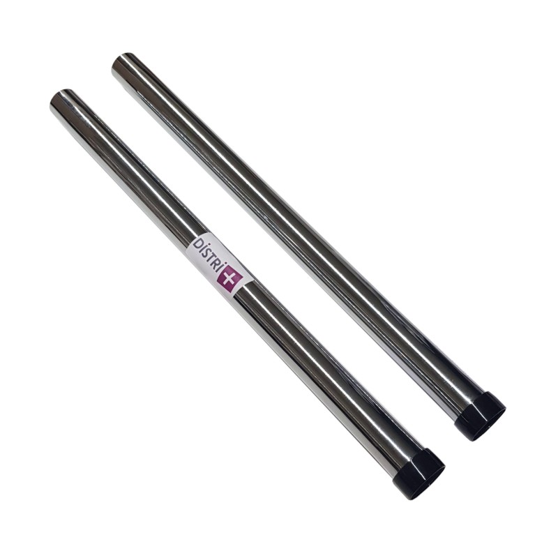 Conjunto de 2 tubos metálicos en acero cromado para aspiradora - Diámetro: 32 mm - Longitud 50 cm