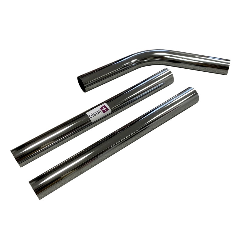 Set of 2 tubes + 1 metal chromed steel elbow for ghibli vacuum cleaner, Nilfisk, Alto ... - Diameter: 50mm