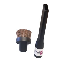 Lot of 1 Long Flat Suck + 1 Round Brush in Horse Crin for Vacuum Cleaner Bulging on 32mm diameter tubes