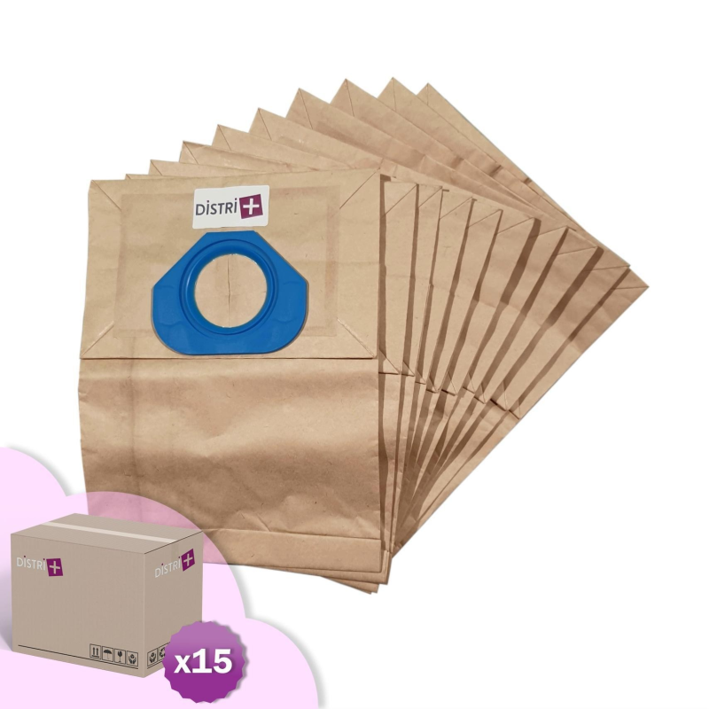 Bolsa de aspiradora compatible con NILFISK GM80, GM90, GA70, GA71, GD90, GS80, GS90. - Cartón de 15 bolsillos de 10 bolsas de papel
