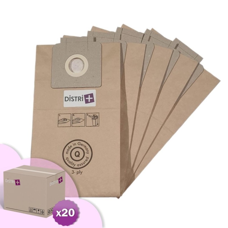 Vacuum cleaner bag compatible with Karcher BV5 / 1, T5 / 1, T7 / 1, T9 / 1, T10 / 1, 69043330, 69043160 ... - Carton of 20 pockets of 5 paper bags