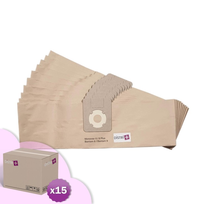 SORMA 510, SORMA 520 Bolsa de vacío - Wetrok Monovac 6, Monovac 9, Bantam 6, Bantam 9 ... - Cartón de 15 x 10 bolsas de papel