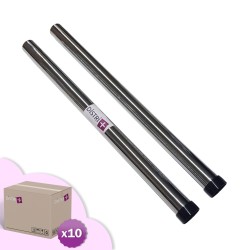 Carton of 10 lots of 2 metal chromed steel tubes for vacuum cleaner - diameter: 32mm - length 50cm
