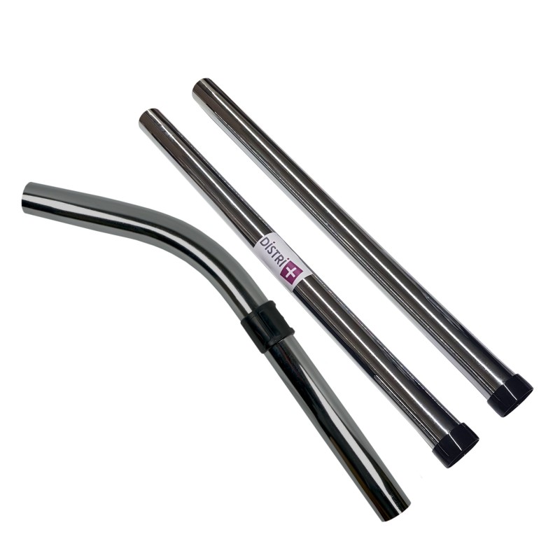 Set of 2 tubes + 1 metal chromed steel elbow for taski vacuum cleaner, Numatic... - Diameter: 32mm