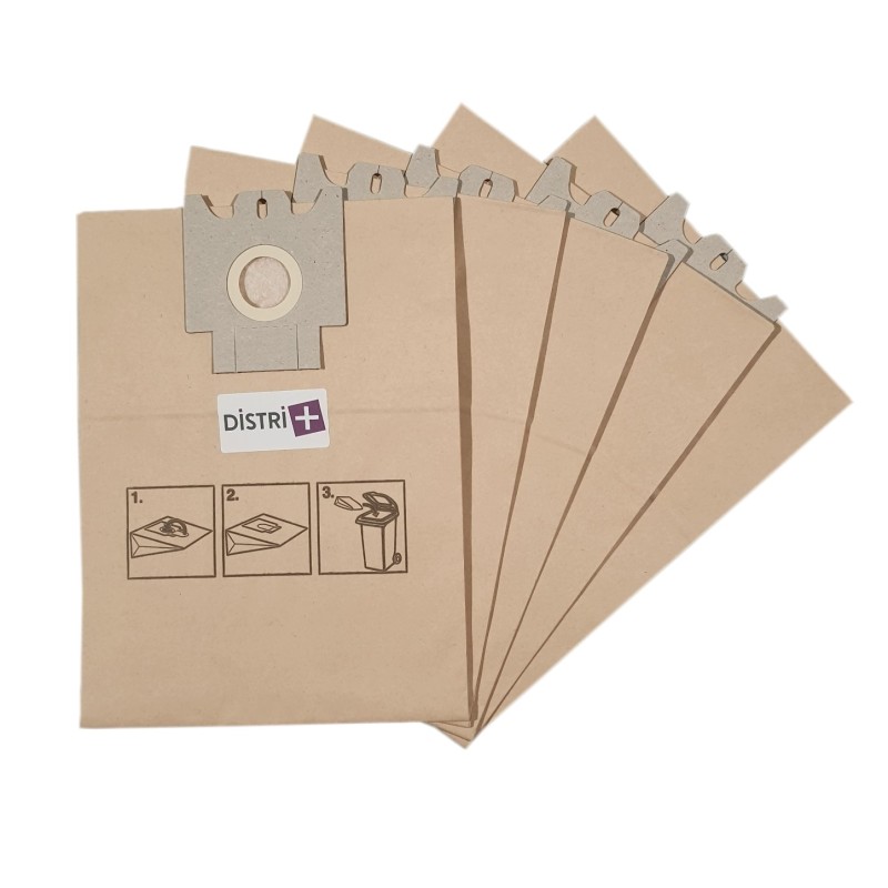 Vacuum cleaner bag compatible with Miele GN, S227i to S240i, S269I to S284i ...- Compatible with Hoover Athos, Discovery, Octopus - The 5 Paper Bags Pouch