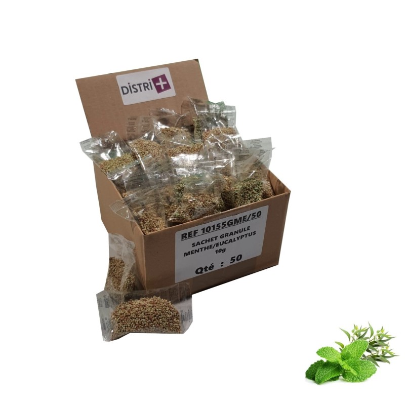 Mint / Eucalyptus fragrant granules for vacuum cleaners - Cardboard of 50 bags of 10g