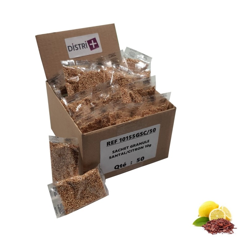 Sandal scented granules / lemon for vacuum cleaners - Cardboard of 50 bags of 10g