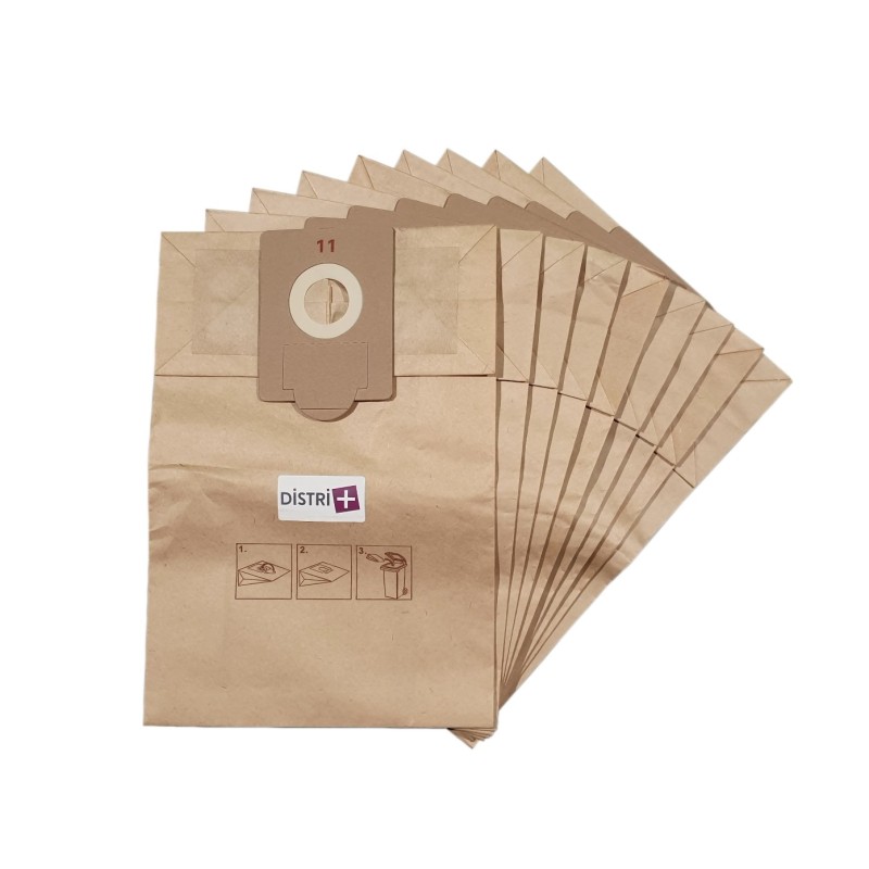 Sac aspirateur compatible avec FAKIR / NILCO GS1600, GS1700 - GHIBLI AS10 - HOOVER C7070...- La pochette de 10 sacs papier