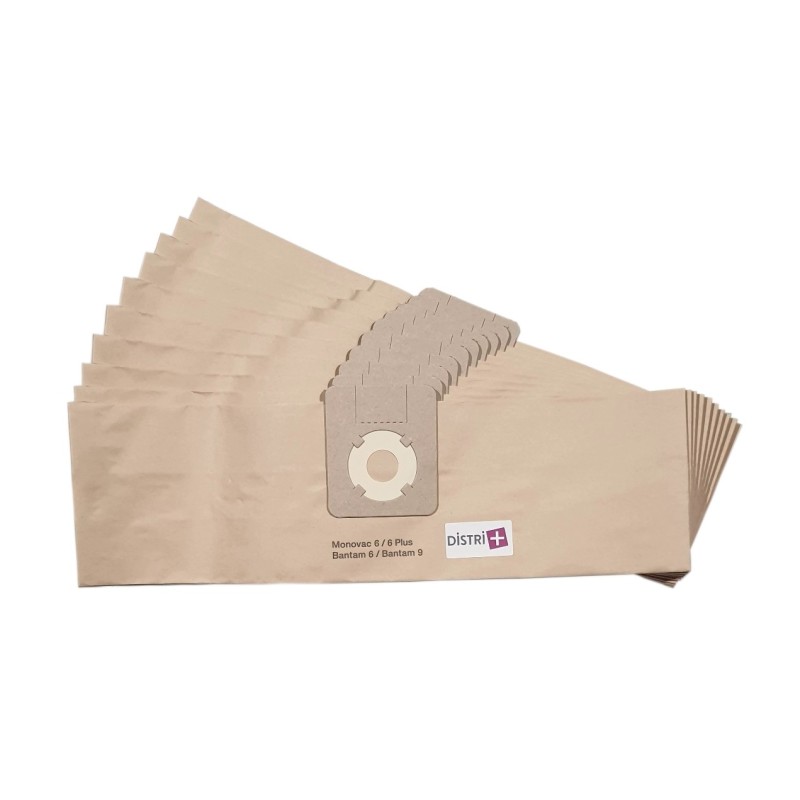 Sac aspirateur compatible avec Sorma 510, Sorma 520 - Wetrok Monovac 6... - pochette de 10 sacs papier