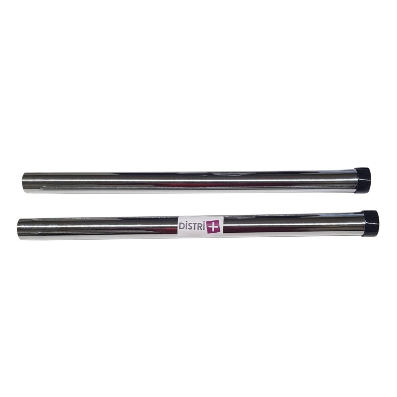 Cartón de 10 lotes de 2 tubos de acero cromado de metal para aspiradora - Diámetro: 32 mm - Longitud 50 cm