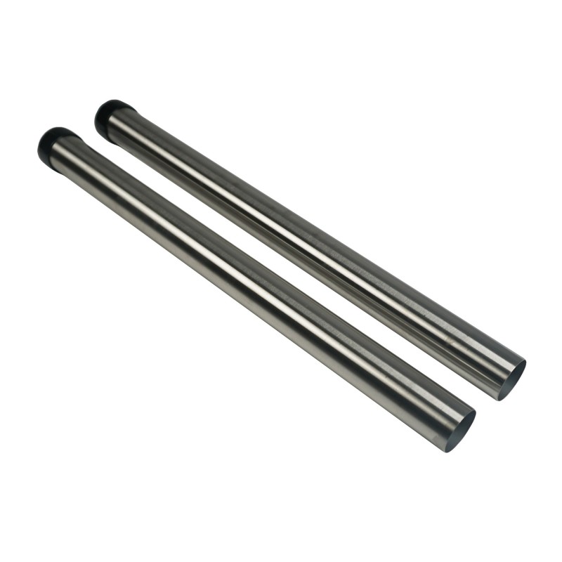 Set of 2 metal chromed steel tubes for vacuum cleaner - Diameter: 38mm - length 47cm