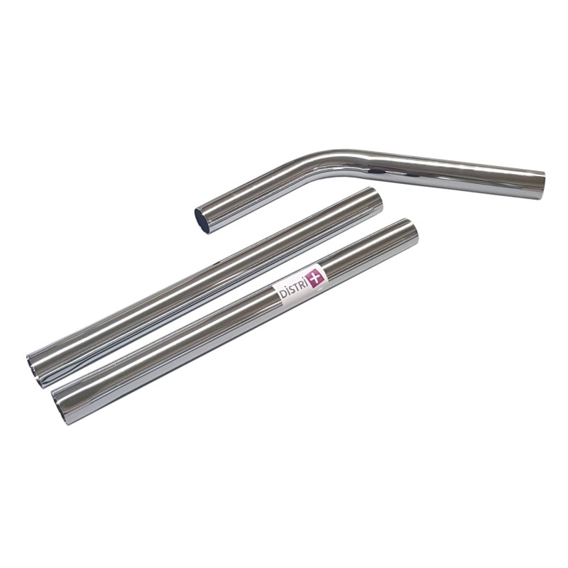 Lote de 2 tubos + 1 Codo de acero cromado para aspiradora de tareas, numática ... - Diámetro: 38mm