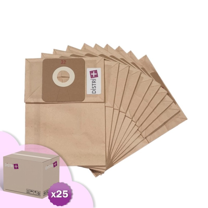 Compatible vacuum cleaner bag with Eurosteam Dorsal 44168, 122AD, 127AD, 128AD, 129AD, 145AD - Taski Dorsalino, 8504190. etc. - Carton of 25 pockets of 10 paper bags