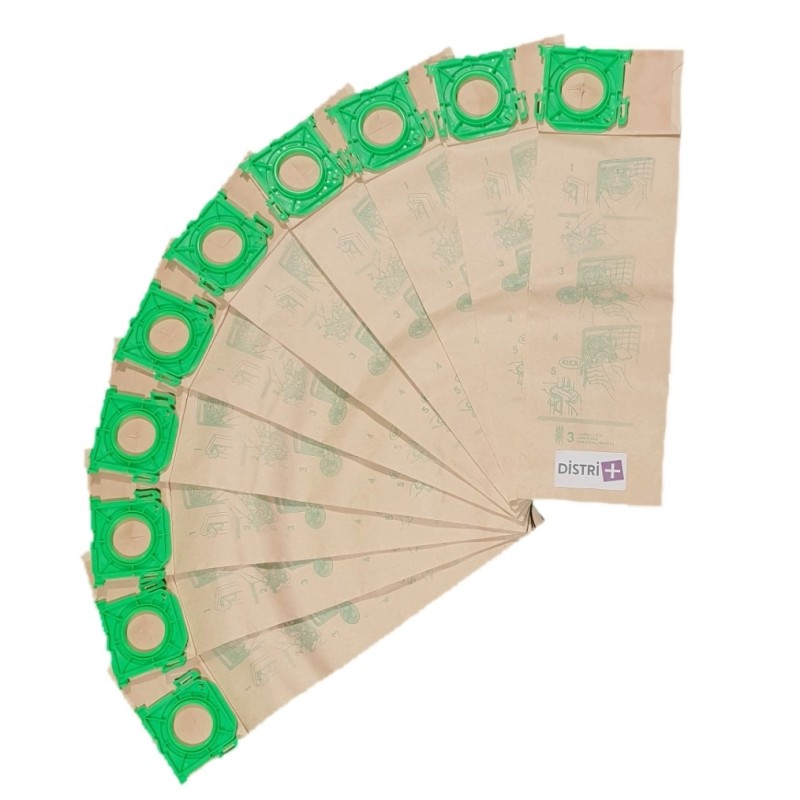 Vacuum cleaner bag compatible with Argos TS31, TS37 - SEBO X1 to X5, XP1 to XP3, 370, 470, C1 to C3 - Taski M400 ... - Pouch of 10 paper bags
