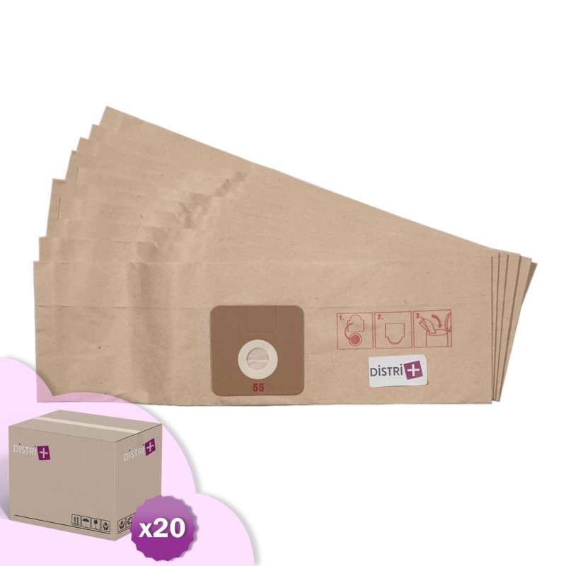 Vacuum cleaner bag compatible with EcoLab Floormatic Bluevac 11, Argos 142, Argos 1414, Cleanfix S10, CleanFix S12.- Carton of 20 pockets of 10 paper bags