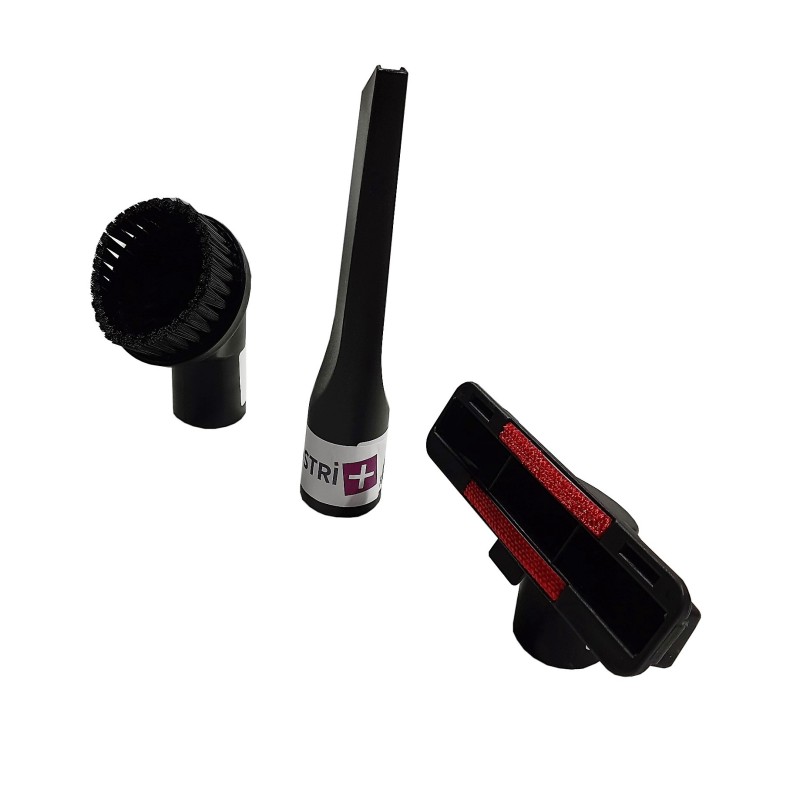 Lot of 1 long flat sucking + 1 round brush + 1 triangular sucking for vacuum cleaner ranging from 32mm diameter tubes
