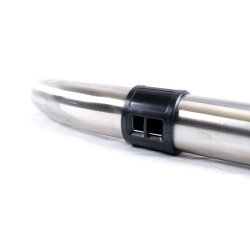 Stainless steel elbow with vacuum air adjustment connecting a 38mm diameter cranium cranius tube and tip
