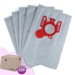 Vacuum cleaner bag compatible with Miele FJM, S241i to S261i, Complete C3 - Compatible with Hoover Freemotion, H30, H60 ... - Carton of 10 pockets of 5 microfiber bags