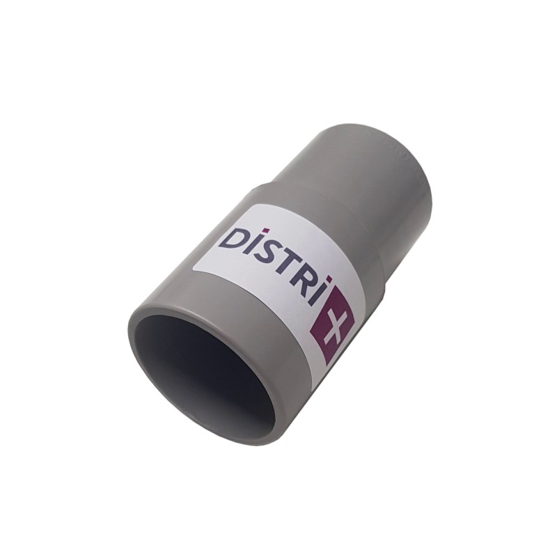Embout PVC pour aspirateur à visser sur flexible de diamètre 38mm intérieur d'un côté acceptant un tube de diamètre 50mm de l'autre