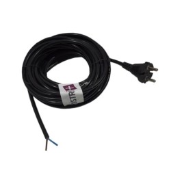 Câble d'alimentaion noir pour aspirateur avec embout dénudé H05VVF - 2x0,75mm² - Longueur : 9m