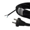Câble d'alimentaion noir pour aspirateur avec embout dénudé H05VVF - 2x0,75mm² - Longueur : 9m