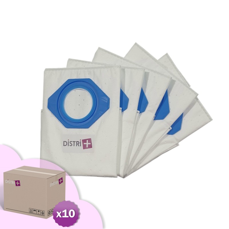 Bolsa de aspiradora compatible con Nilfisk GM80, GM90, GA70, GA71, GD90, GS80, GS90 ... - Cartón de 10 bolsillos de 5 bolsas de microfibra