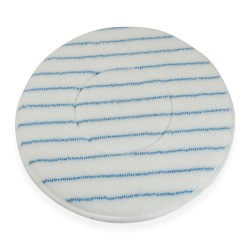Pad/disque de nettoyage universel pour monobrosse ou autolaveuse en microfibre polyester - ø 406 mm - blanc rayures bleues