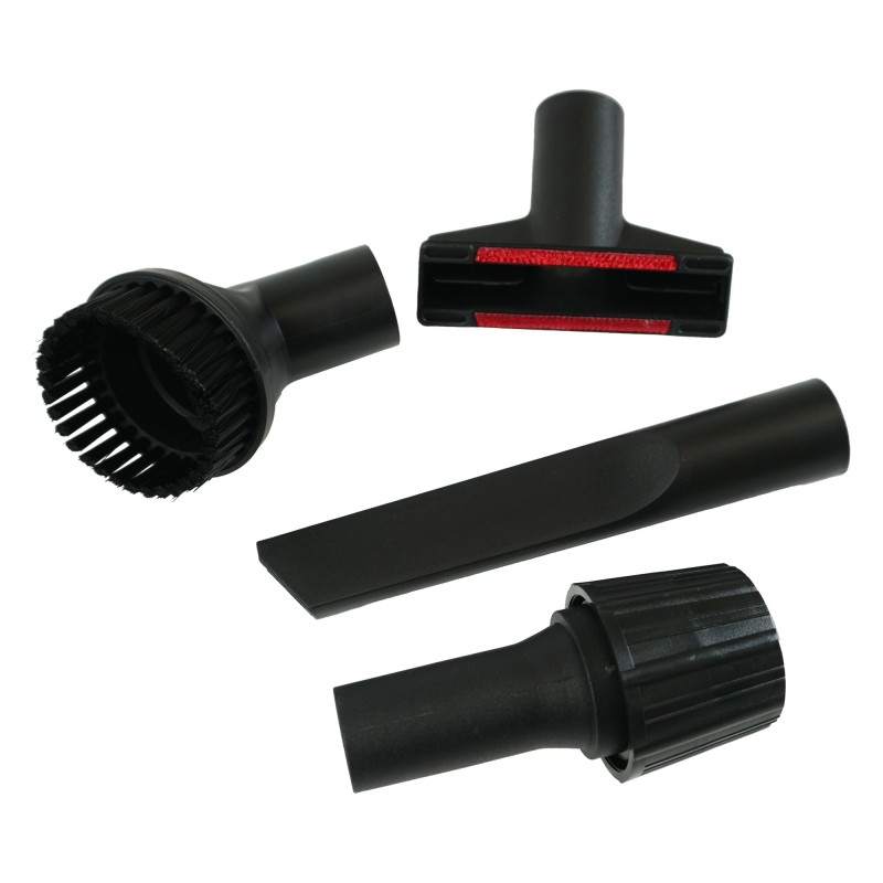 Conjunto de 4 accesorios universales para aspiradora Ø 32-38 mm - Larga aspirante plana + cepillo redondo + chupar triangular + adaptación