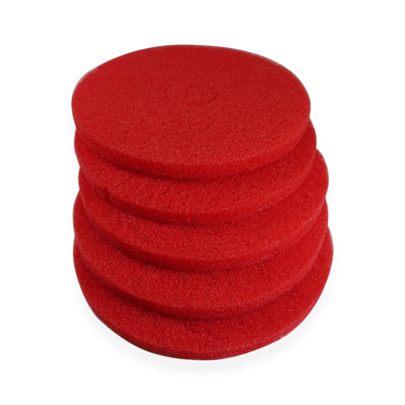 Lot de 5 Superpads rouge 406 mm (16") - disque de nettoyage par pulvérisation pour monobrosse et autolaveuse - friction douce
