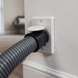 Prise d'aspiration centralisée rectangulaire R-Vex avec couvercle rond ø 36 mm - Plastiflex - compatible plaque de montage ca