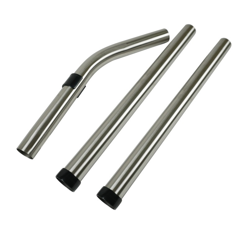 Kit accessoires aspirateur diamètre 38 mm : lot de 2 tubes en acier chromé longueur 47cm + 1 coude inox avec régulateur d'ai